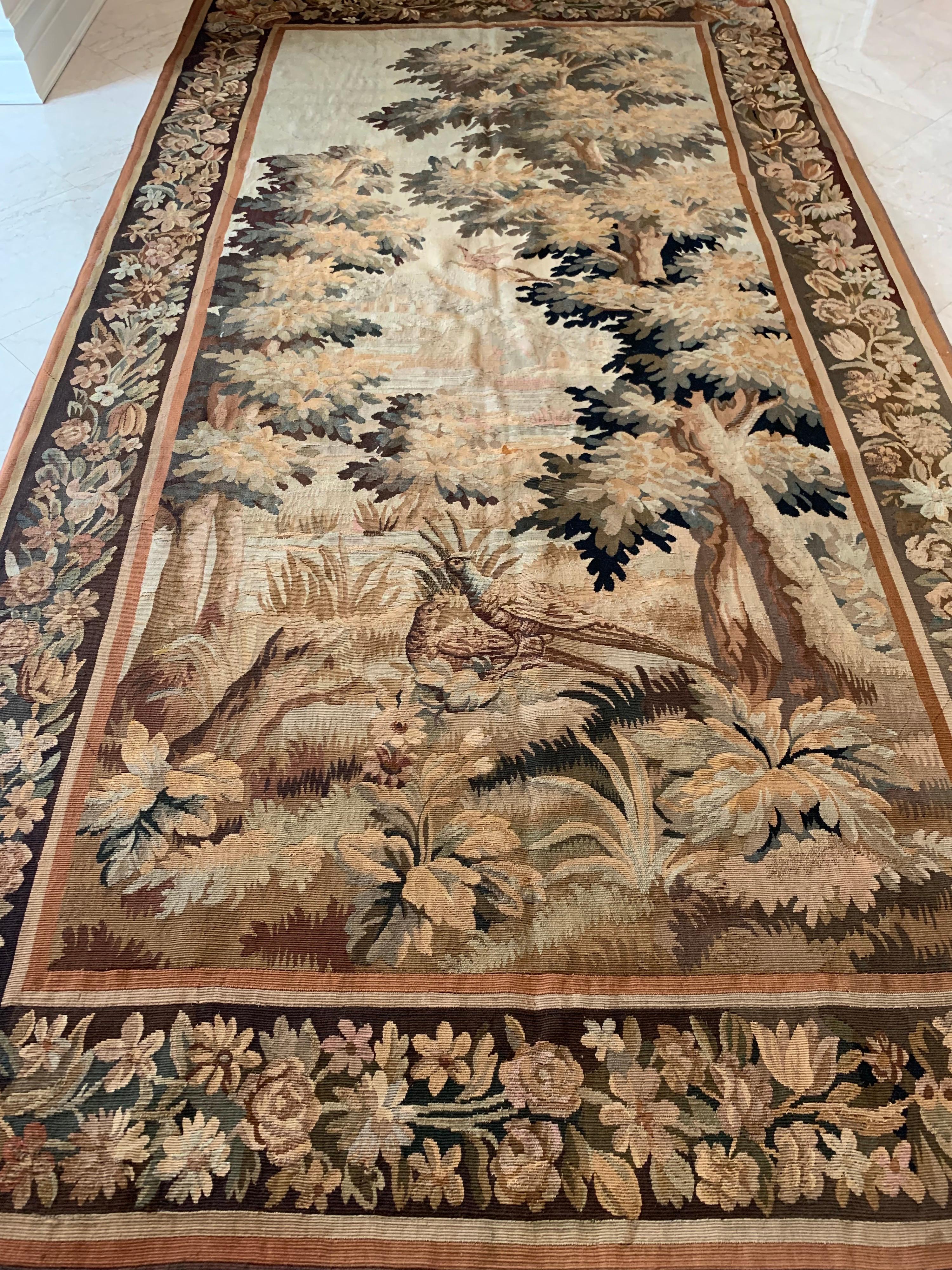 Antique 19th Century French Verdure Landscape Tapestry For Sale 2