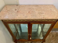 Antique 19th Century French Vitrine Display Cabinet Marble Top