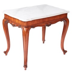 Antique 19th Century French Walnut Centre/Side Table with Faux Marble Top