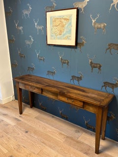 Antique 19th century French walnut console table with 2 drawers