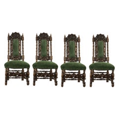 Antique 19th Century French Walnut Set of Four Chairs