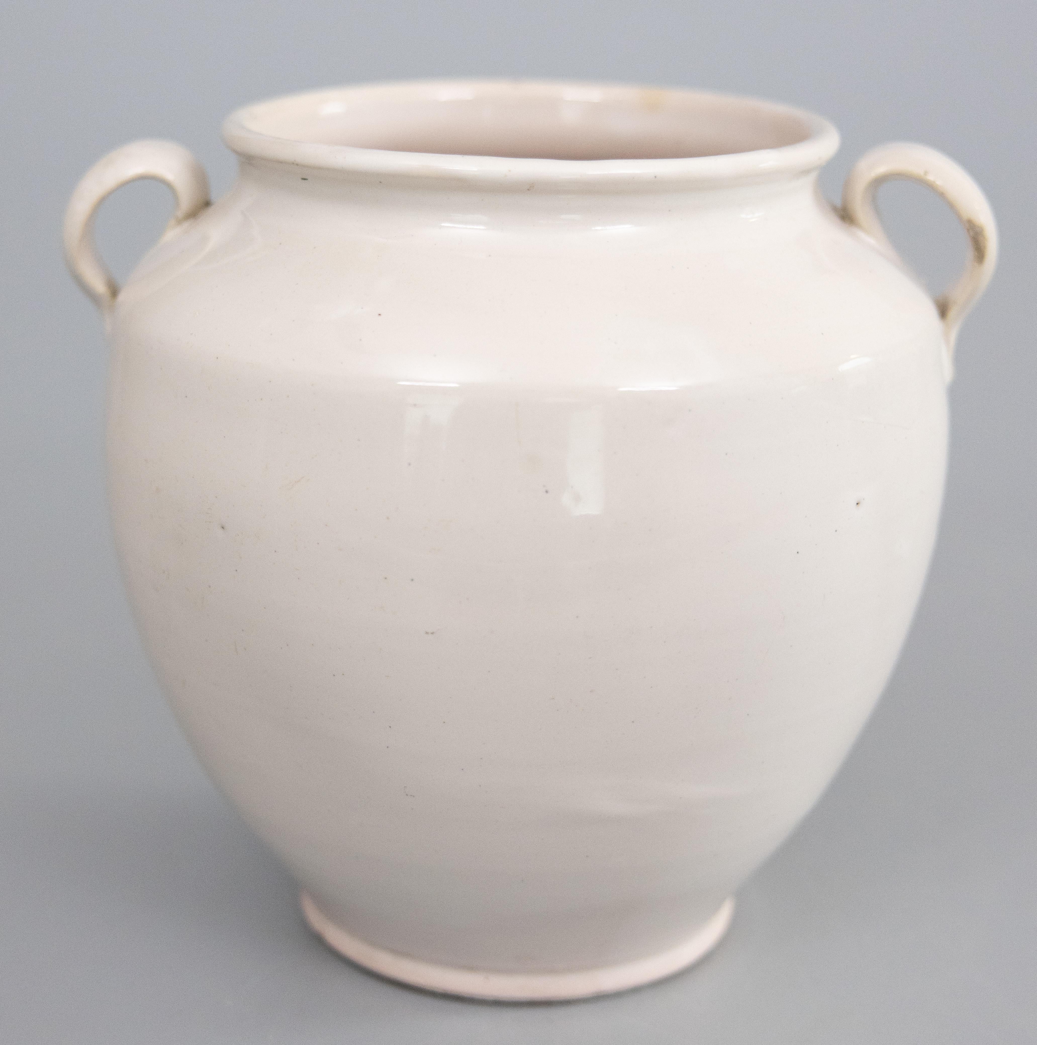 Antique 19th Century French White Glazed Confit Pot In Good Condition For Sale In Pearland, TX