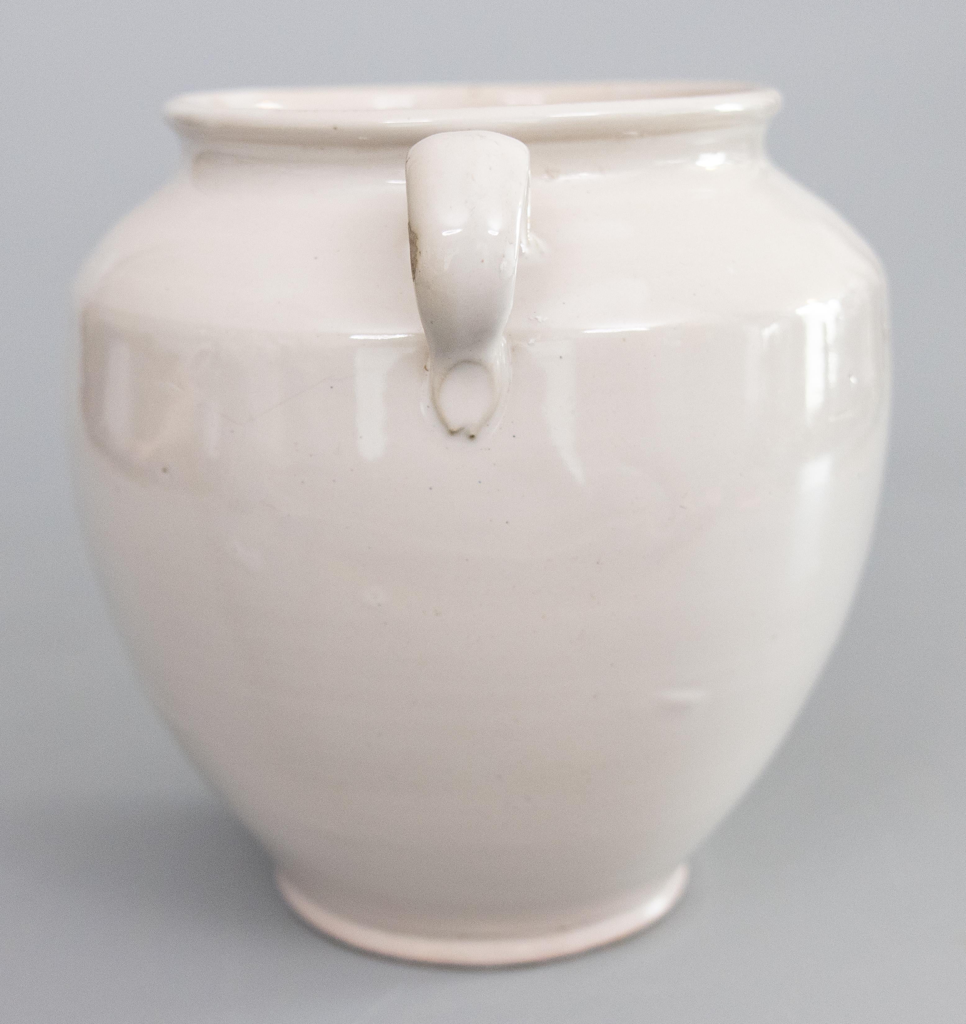 Terracotta Antique 19th Century French White Glazed Confit Pot For Sale