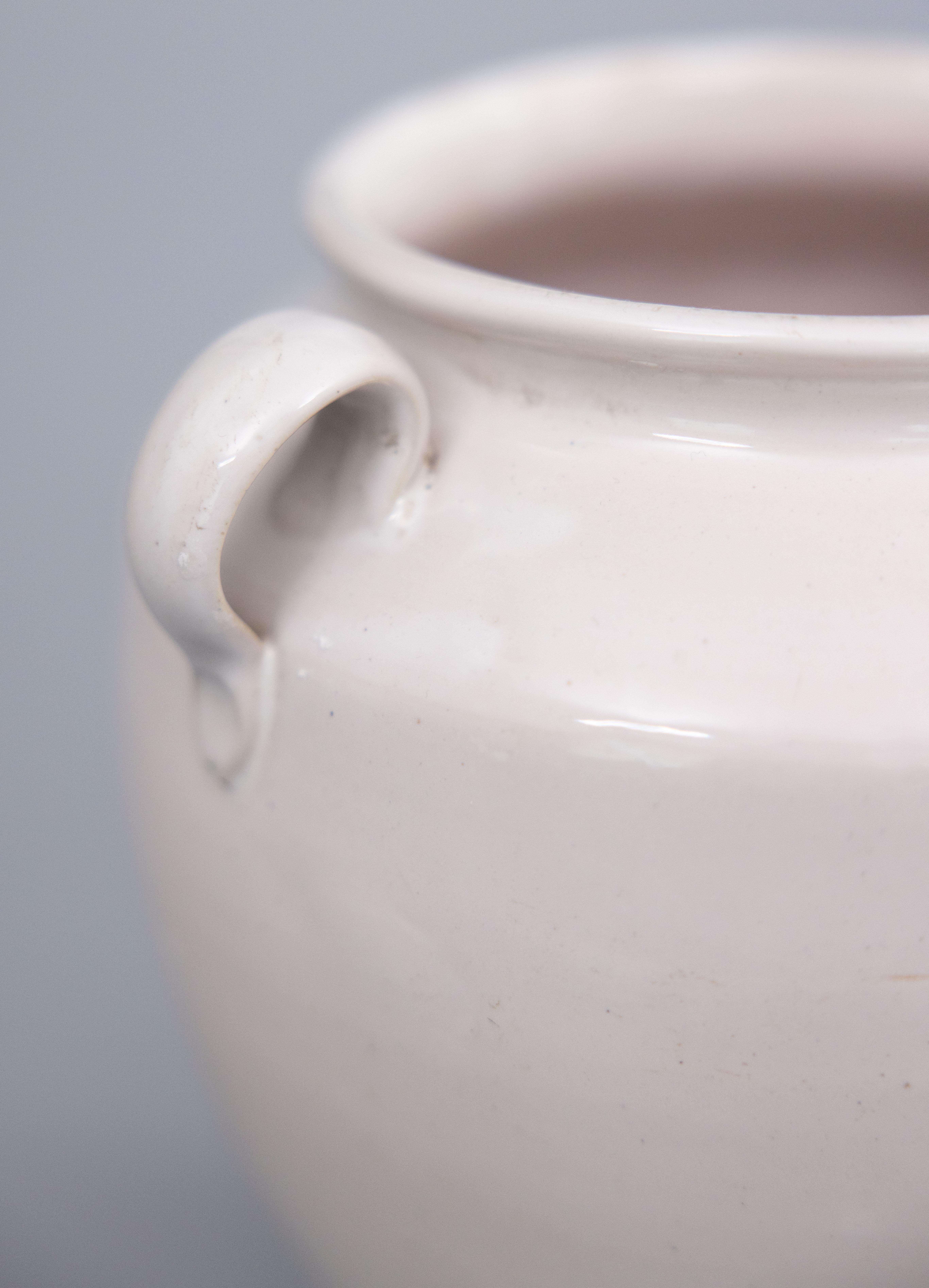 Antique 19th Century French White Glazed Confit Pot For Sale 2