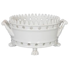 Antique 19th Century French White Porcelain Footed Cachepot Jardiniere Planter