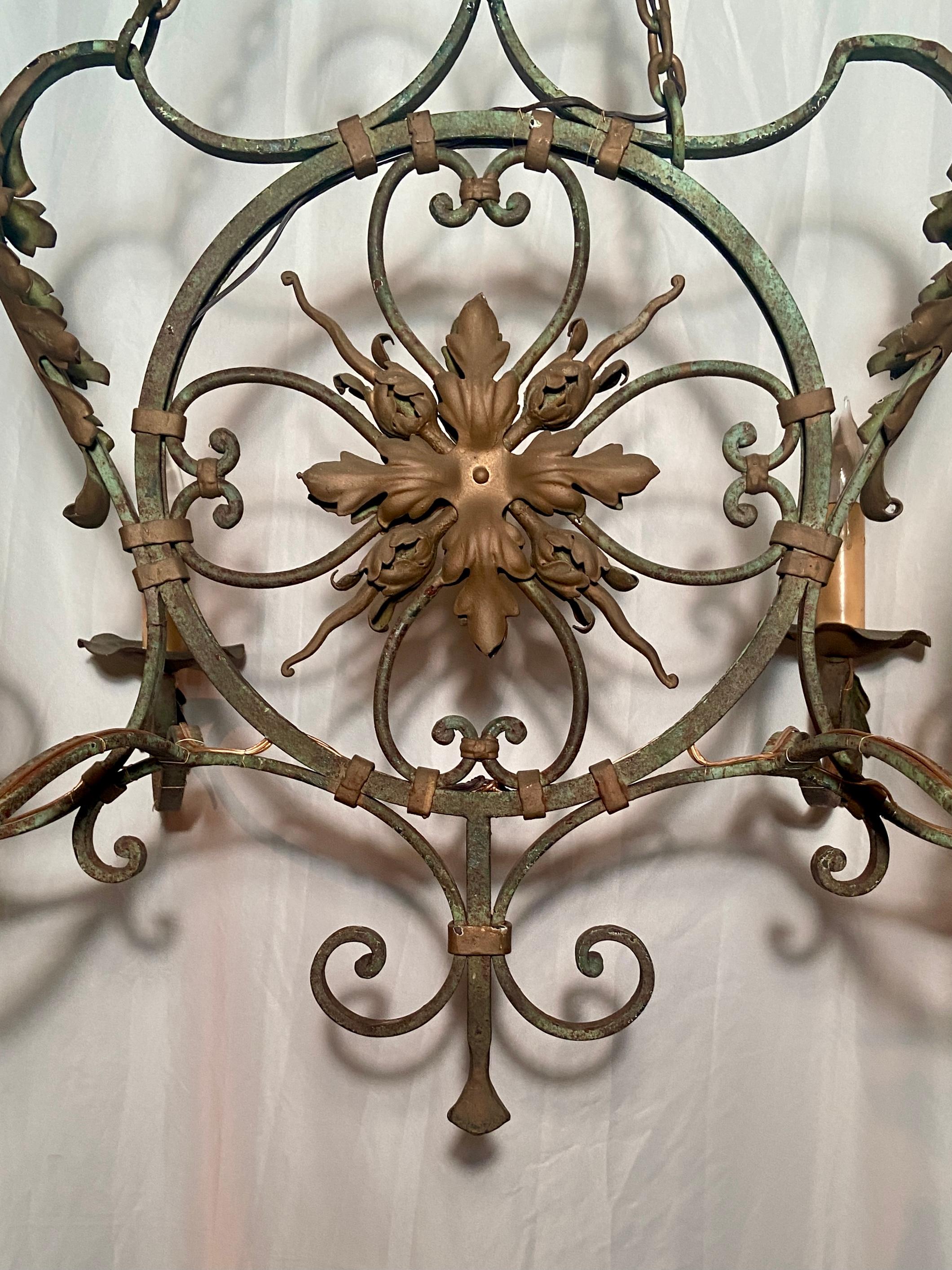 Antique 19th Century French Wrought Iron 6 Light Chandelier In Good Condition For Sale In New Orleans, LA