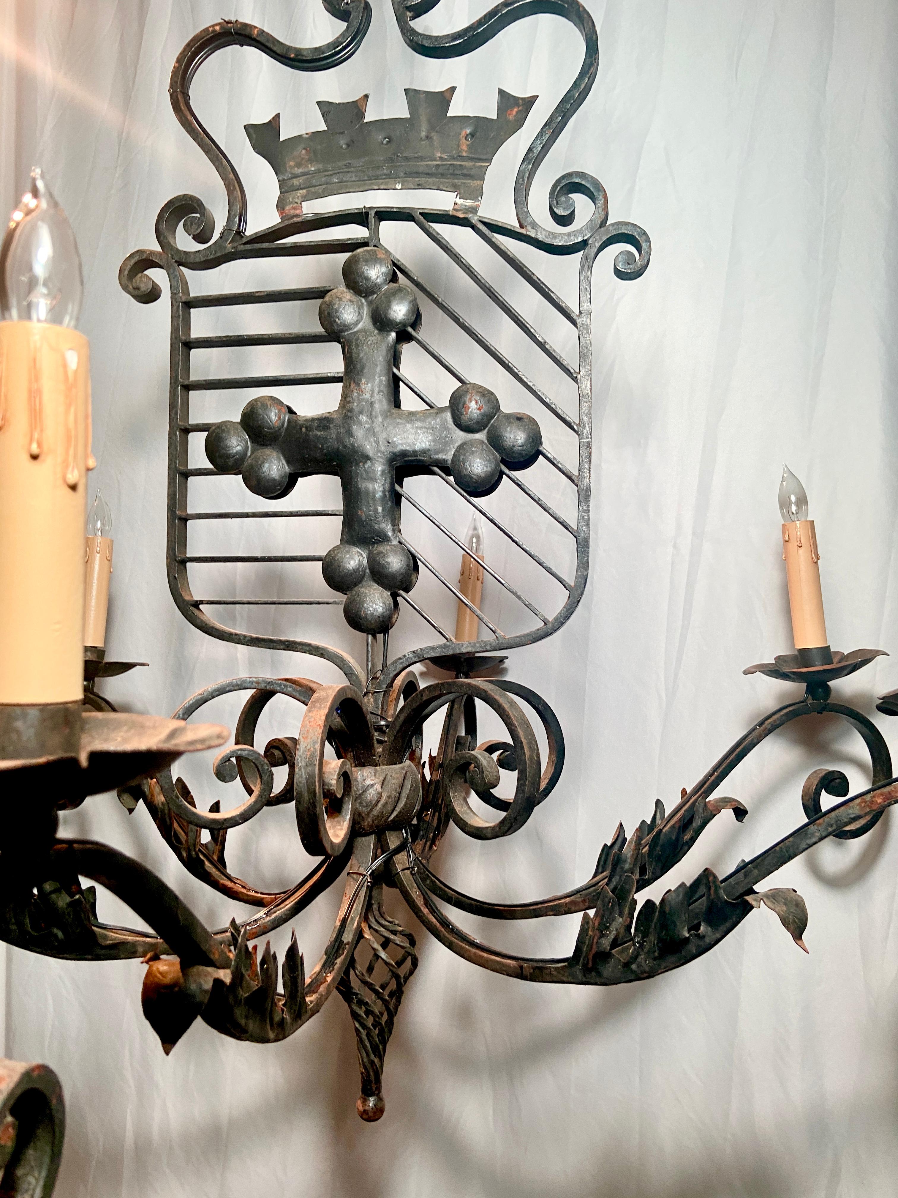 Antique 19th Century French Wrought Iron 6 Light Chandelier 1