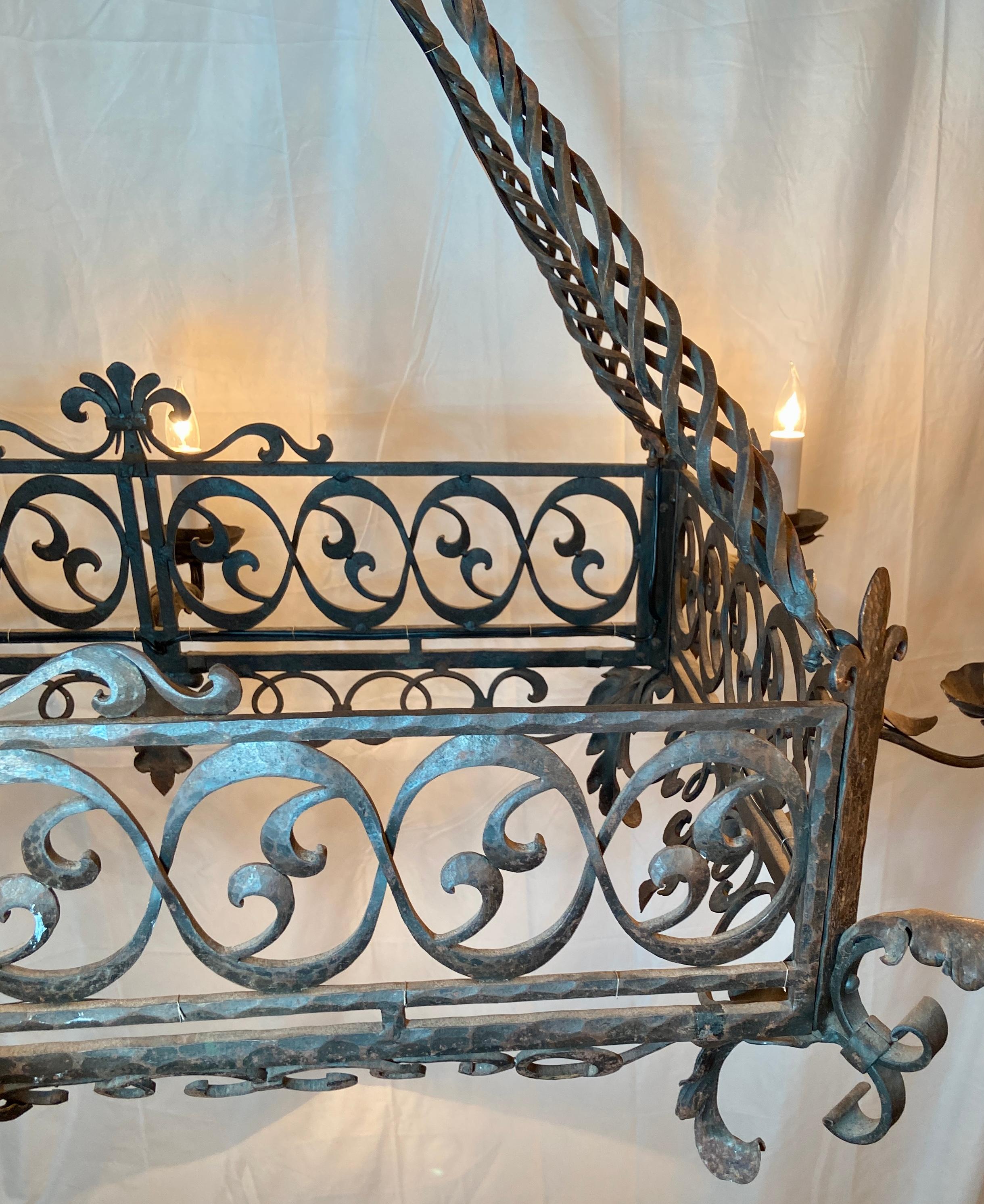 Antique 19th Century French Wrought Iron Chandelier, Circa 1890 For Sale 3