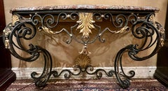 Antique 19th Century Französisch Schmiedeeisen Konsolentisch mit Original-Marmorplatte.