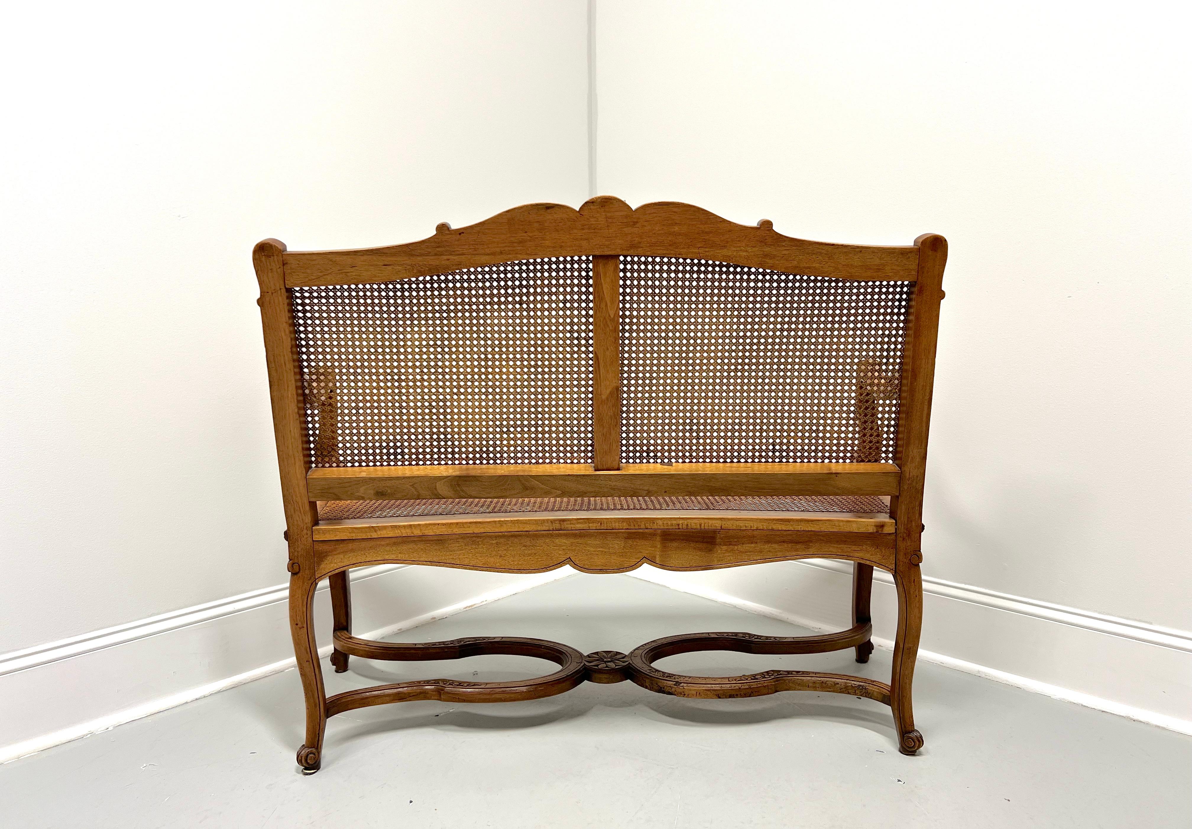 Antique 19th Century Fruitwood French Provincial Louis XV Caned Settee 2