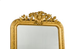 Antique 19th-Century Gadrooned French Gold Leaf Gilt Louis Philippe Mirror