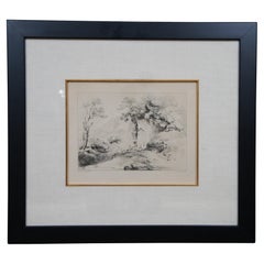 Antique 19th Century Gainsbourough Laporte Soft Ground Landscape Etching