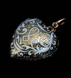 Antique 19th Century Garnet Diamond Heart Locket Pendant