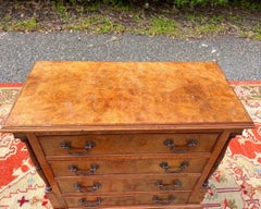 Antique 19th Century Georgian Burl and Walnut Petite 4 Drawer Chest