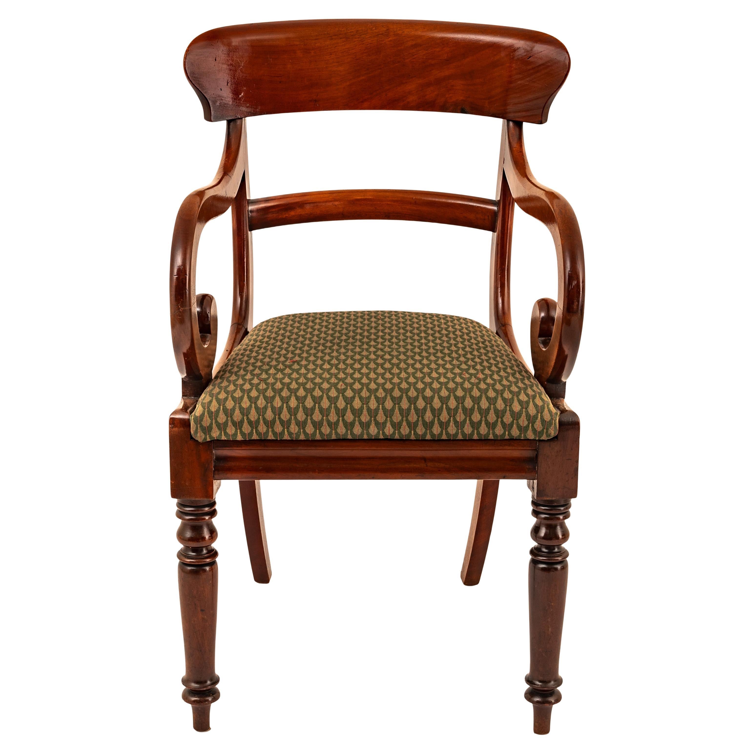 Antique 19th Century Georgian Regency Mahogany Armchair Library Desk Chair 1820 In Good Condition For Sale In Portland, OR