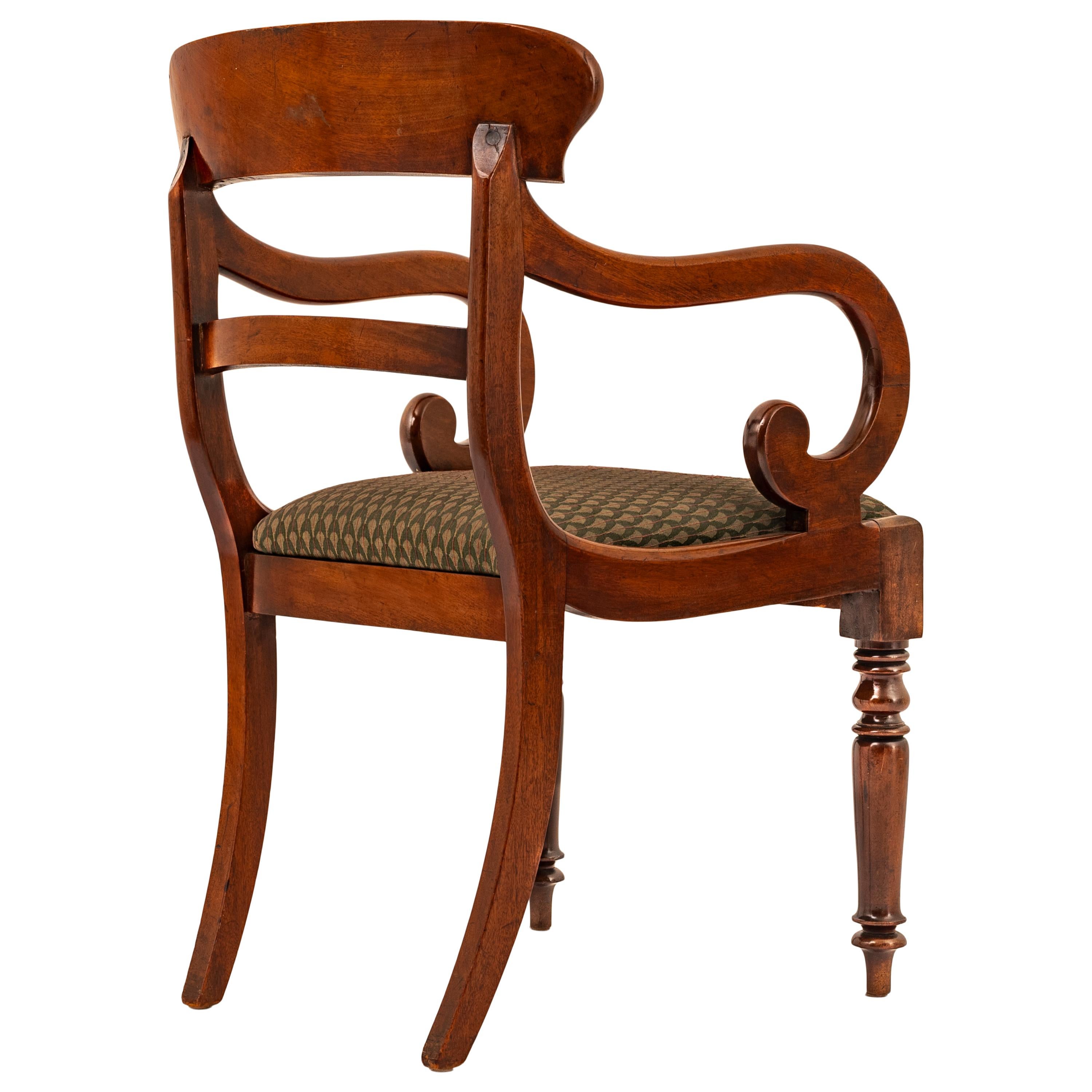 Early 19th Century Antique 19th Century Georgian Regency Mahogany Armchair Library Desk Chair 1820 For Sale