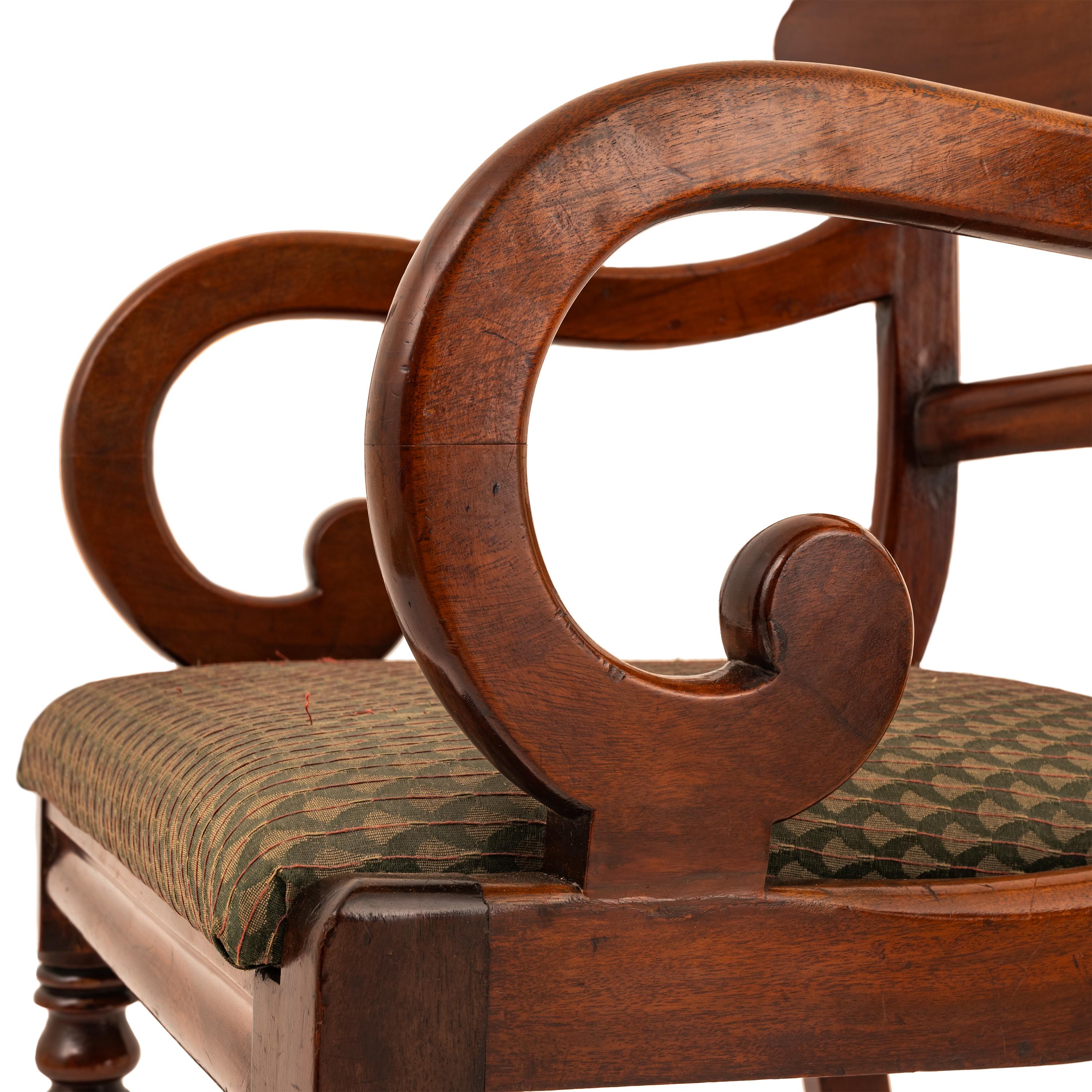 Antique 19th Century Georgian Regency Mahogany Armchair Library Desk Chair 1820 For Sale 2