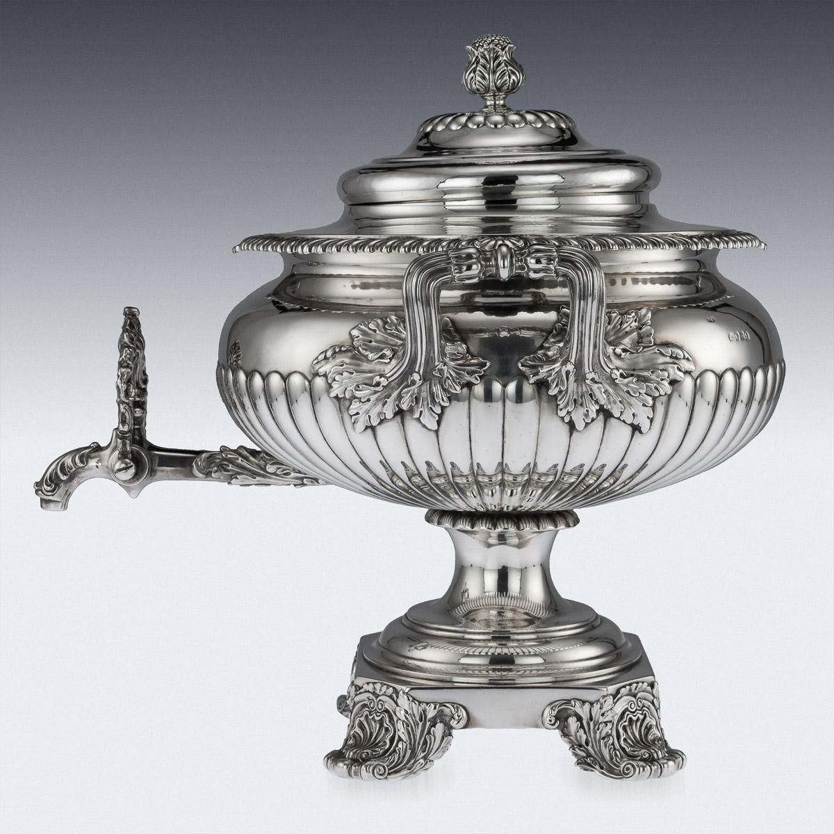 English Antique 19th Century Georgian Solid Silver Samovar, William Eley II, circa 1827