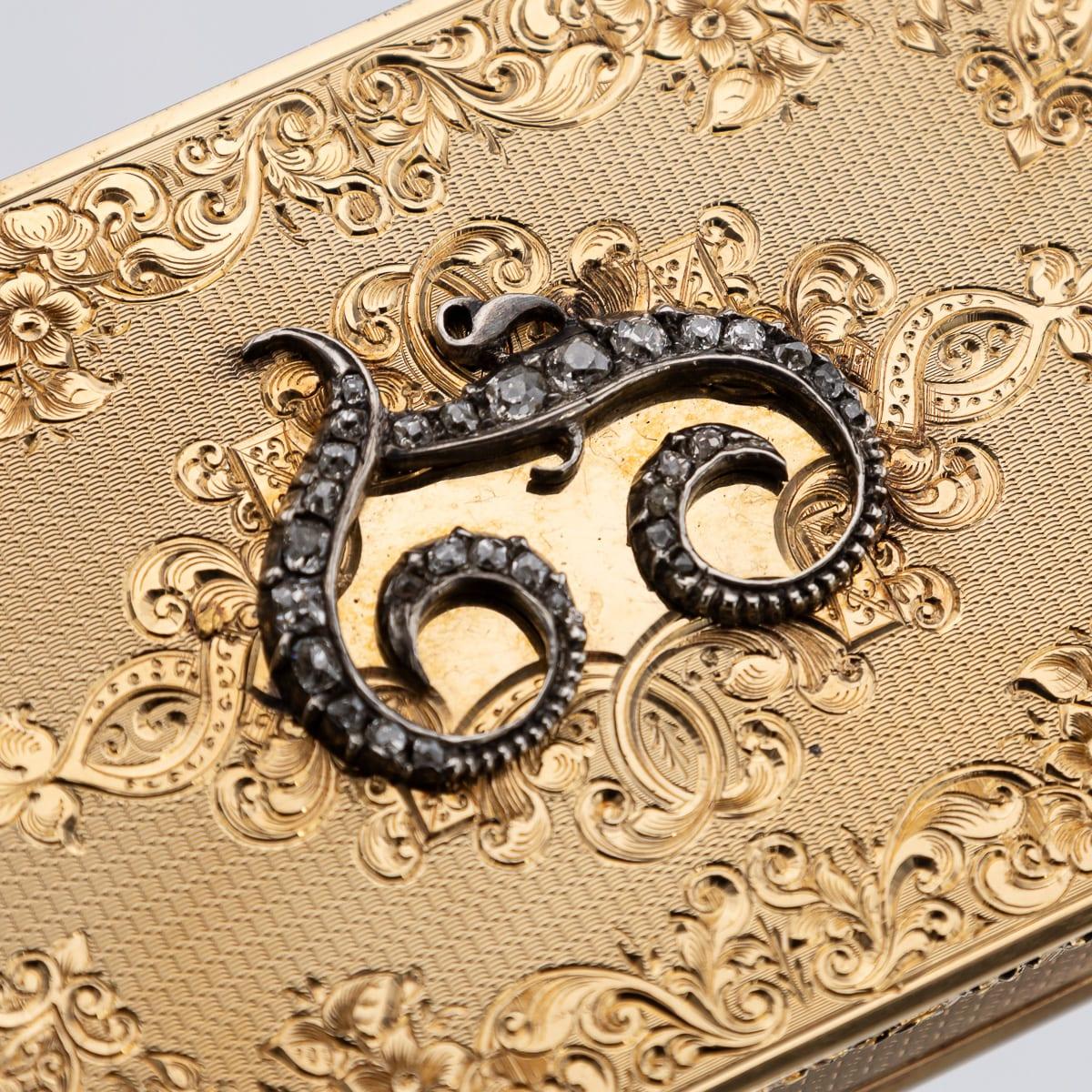 Antique 19th Century German 18K Solid Gold & Diamond Snuff Box, Hanau c.1840 For Sale 7