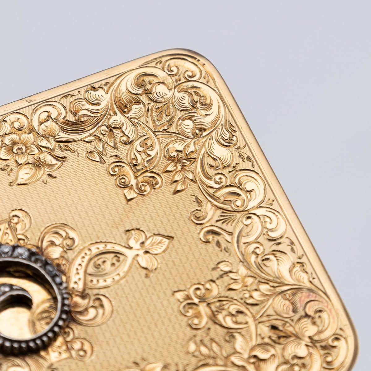 Antique 19th Century German 18K Solid Gold & Diamond Snuff Box, Hanau c.1840 For Sale 8