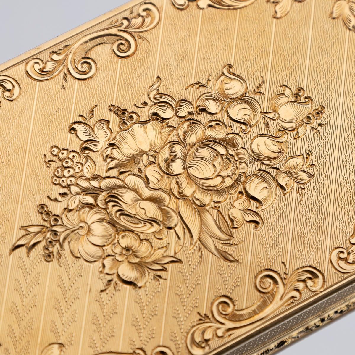 Antique 19th Century German 18K Solid Gold & Diamond Snuff Box, Hanau c.1840 For Sale 13