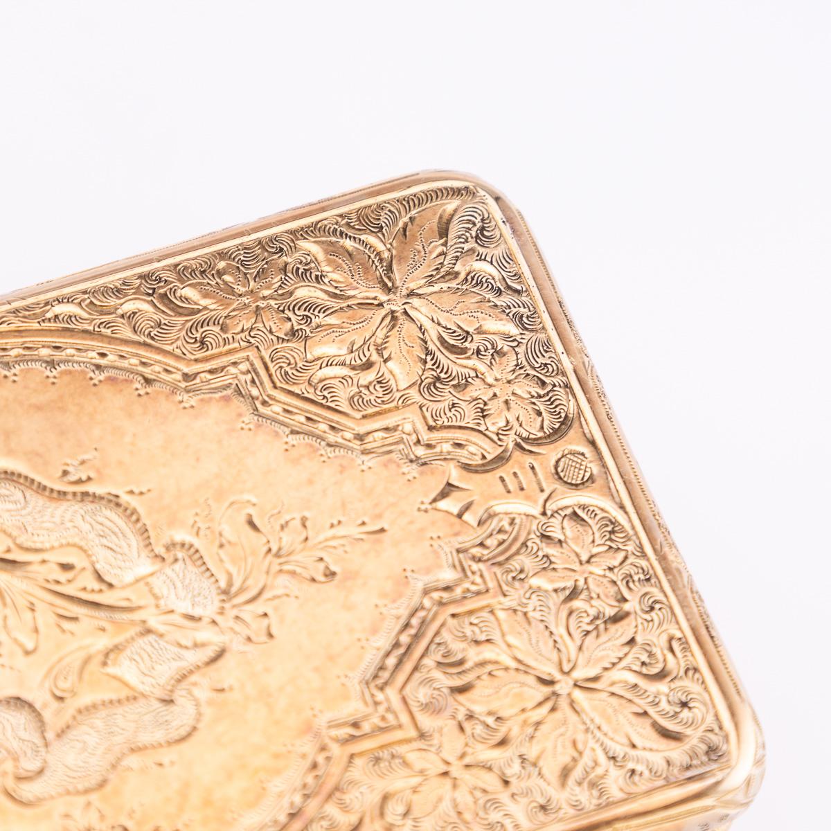 Tabatière allemande ancienne du 19ème siècle en or massif 18 carats, Hanau vers 1860 en vente 5