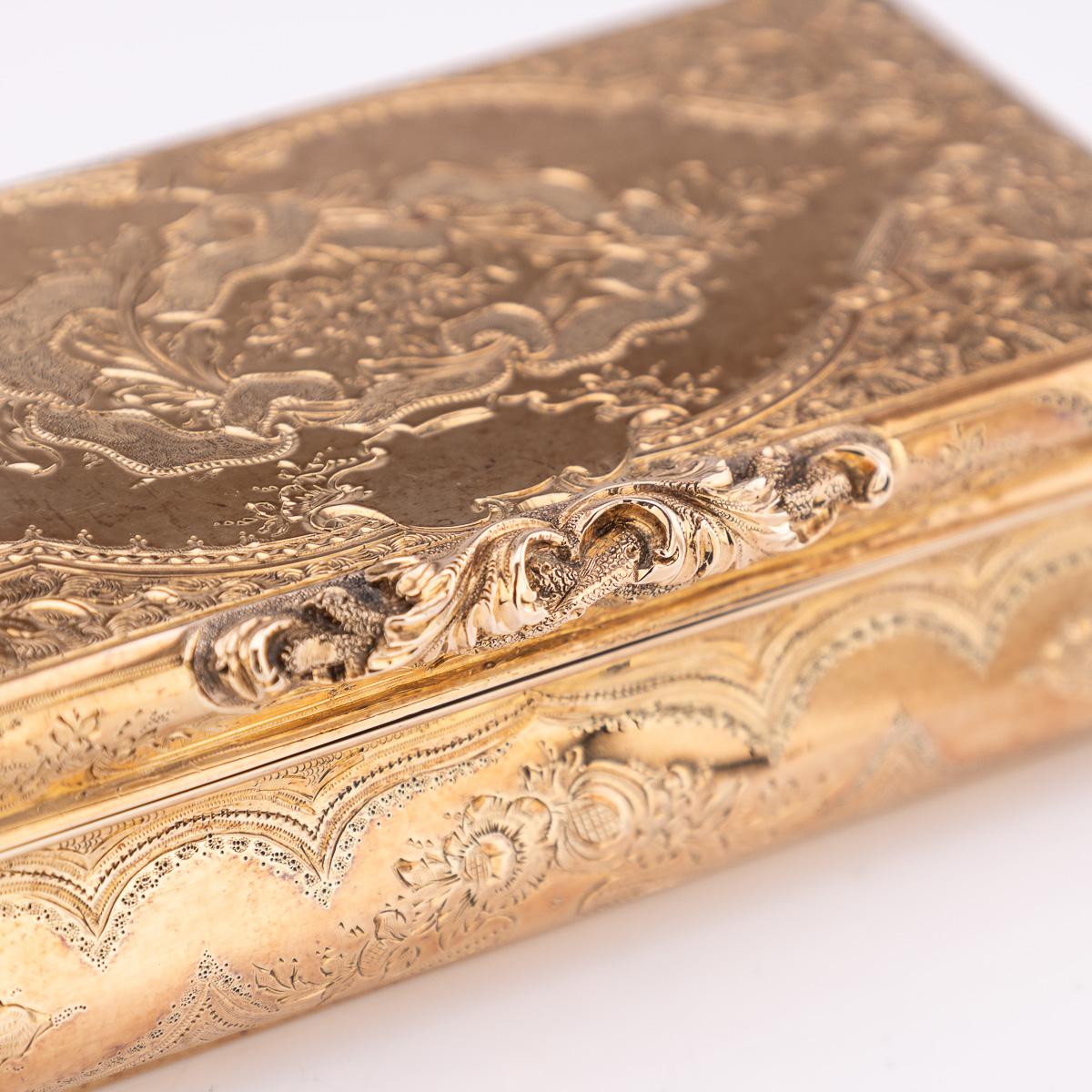 Tabatière allemande ancienne du 19ème siècle en or massif 18 carats, Hanau vers 1860 en vente 7