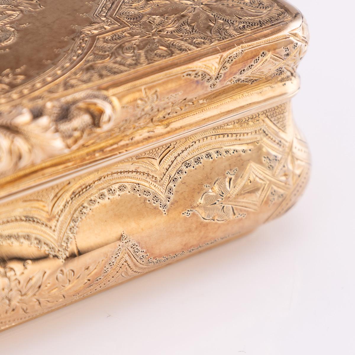 Tabatière allemande ancienne du 19ème siècle en or massif 18 carats, Hanau vers 1860 en vente 8