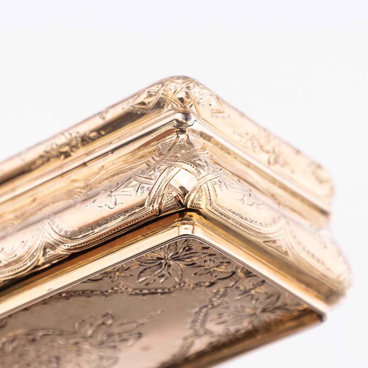 Tabatière allemande ancienne du 19ème siècle en or massif 18 carats, Hanau vers 1860 en vente 11