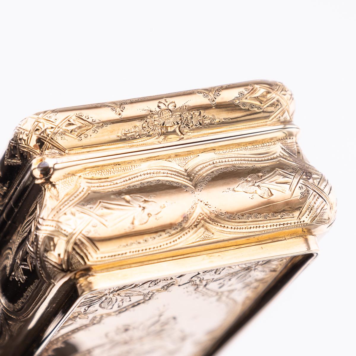 Tabatière allemande ancienne du 19ème siècle en or massif 18 carats, Hanau vers 1860 en vente 12