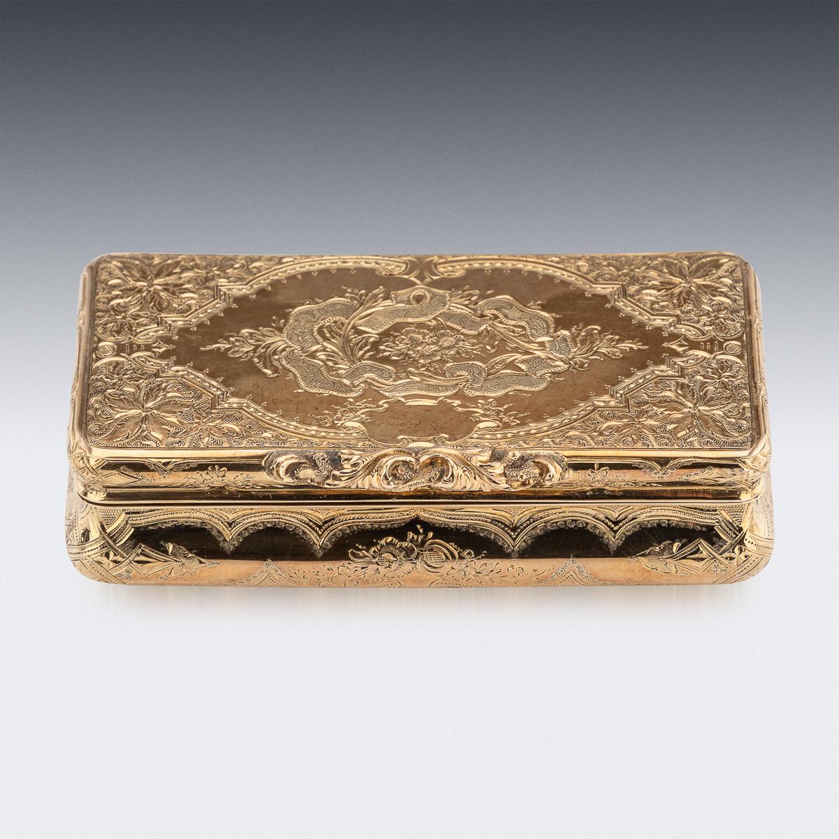 Autre Tabatière allemande ancienne du 19ème siècle en or massif 18 carats, Hanau vers 1860 en vente