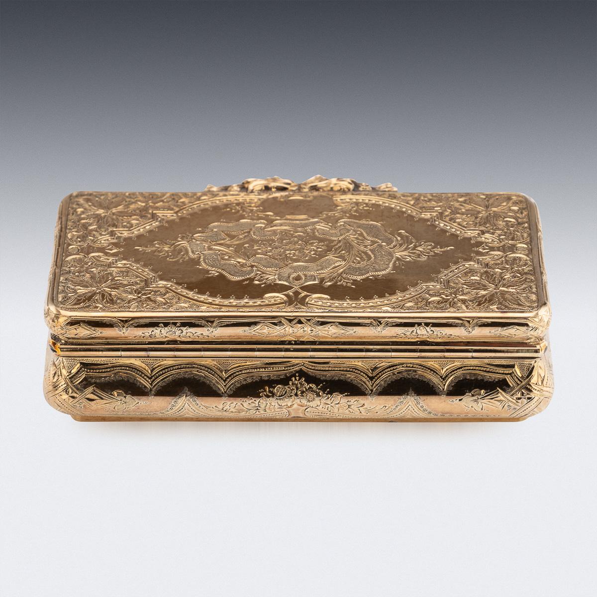 Tabatière allemande ancienne du 19ème siècle en or massif 18 carats, Hanau vers 1860 Bon état - En vente à Royal Tunbridge Wells, Kent
