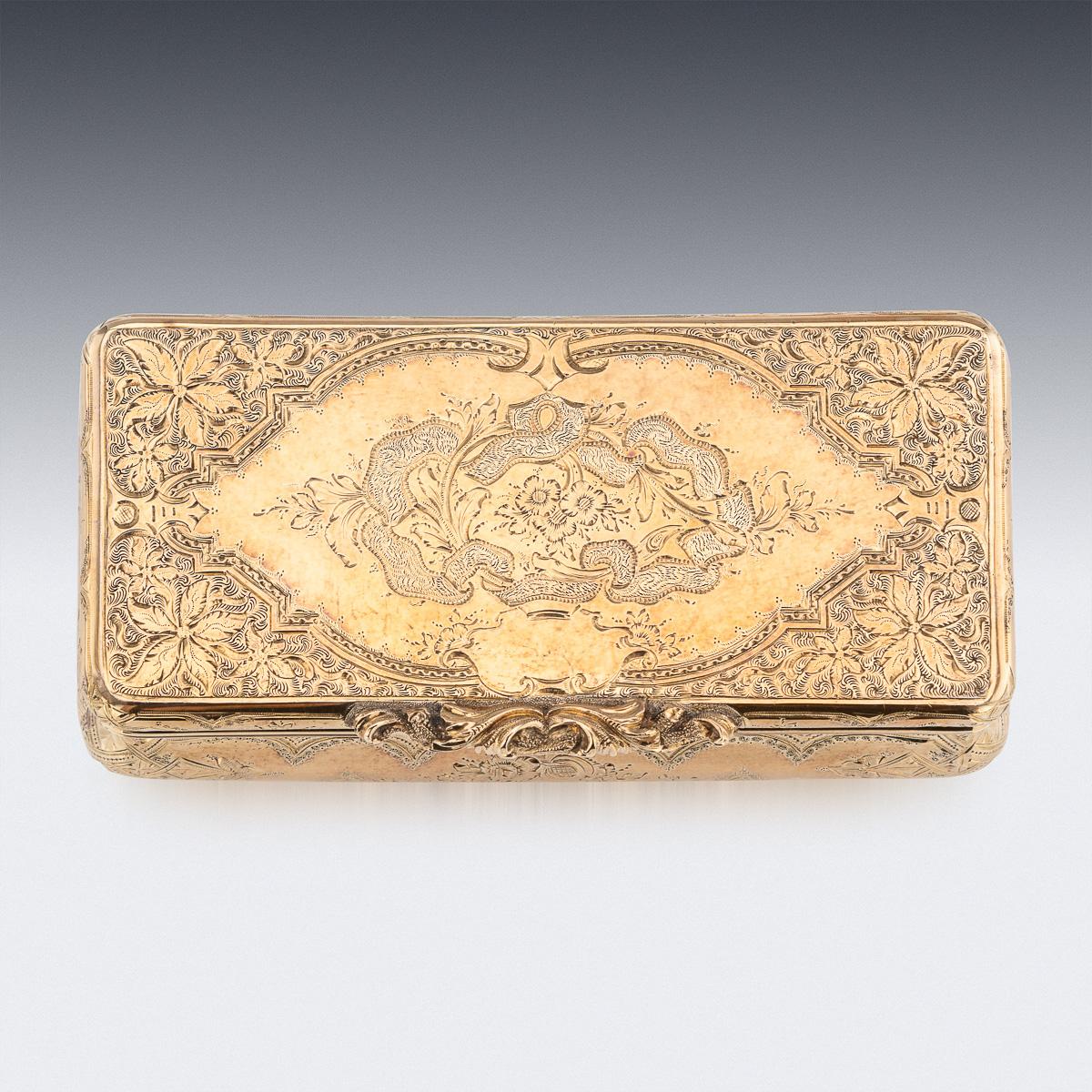 Or Tabatière allemande ancienne du 19ème siècle en or massif 18 carats, Hanau vers 1860 en vente