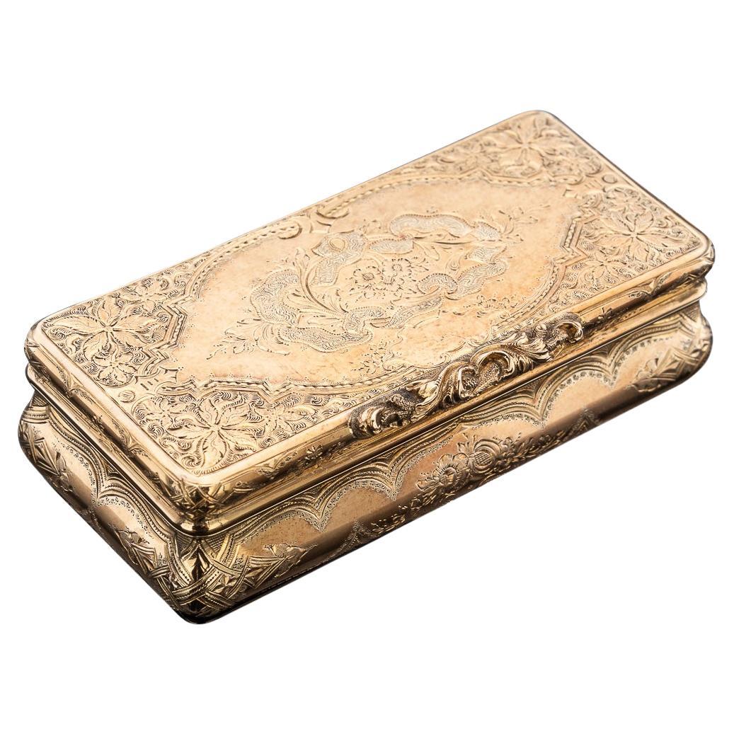 Antigua caja de rapé alemana del siglo XIX de oro macizo de 18 quilates, Hanau c.1860