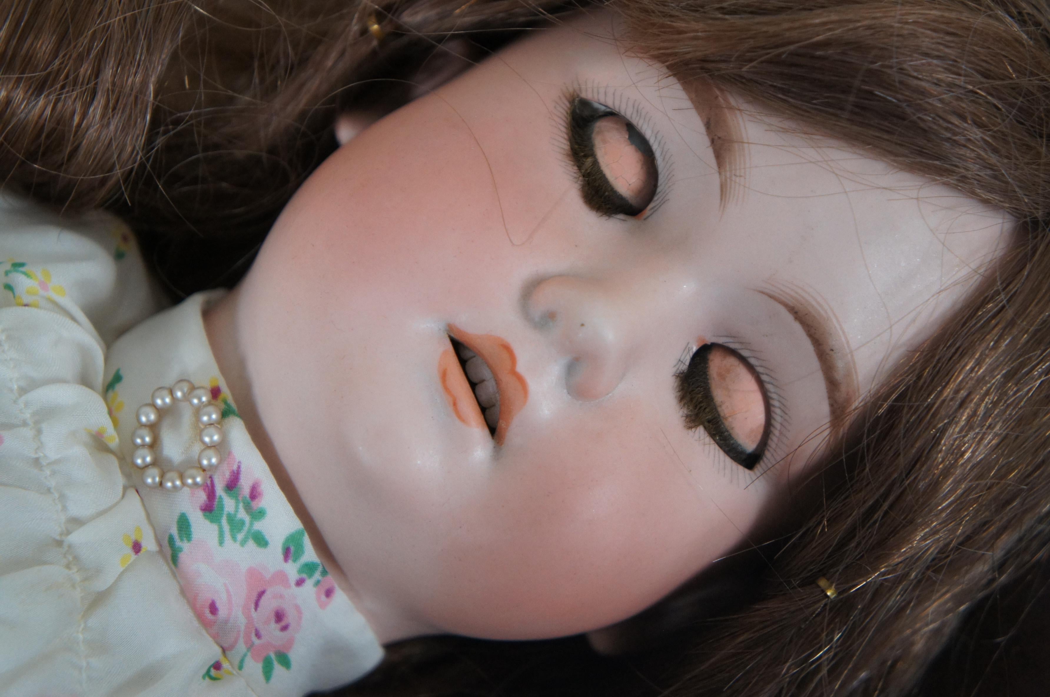Victorian Antique 19th Century German CM Bergmann Bisque Composite Doll Sleep Eyes For Sale