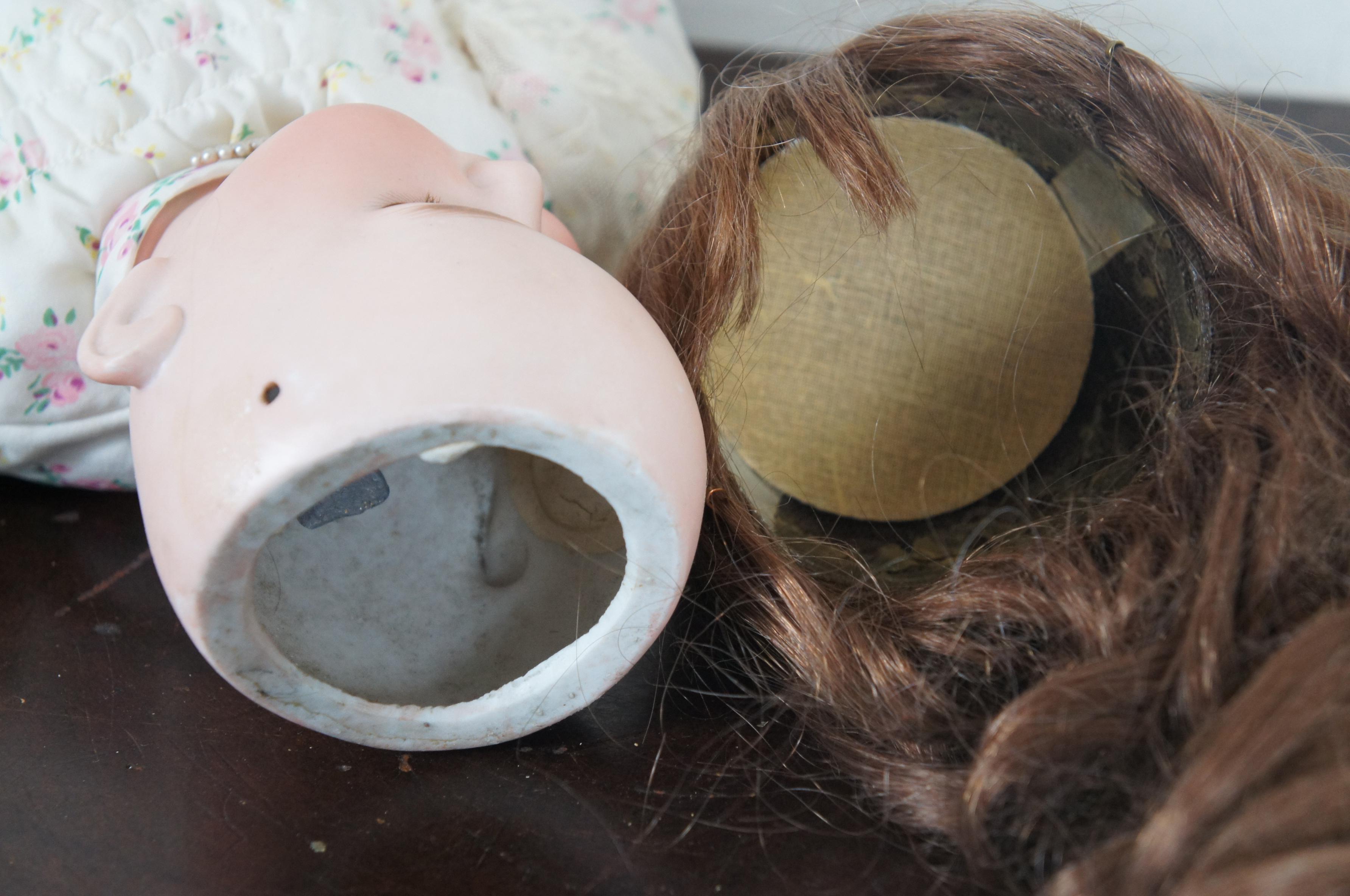 Antique 19th Century German CM Bergmann Bisque Composite Doll Sleep Eyes For Sale 1