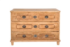 Antique 19th-century german empire oak and pine inlaid three drawer commode