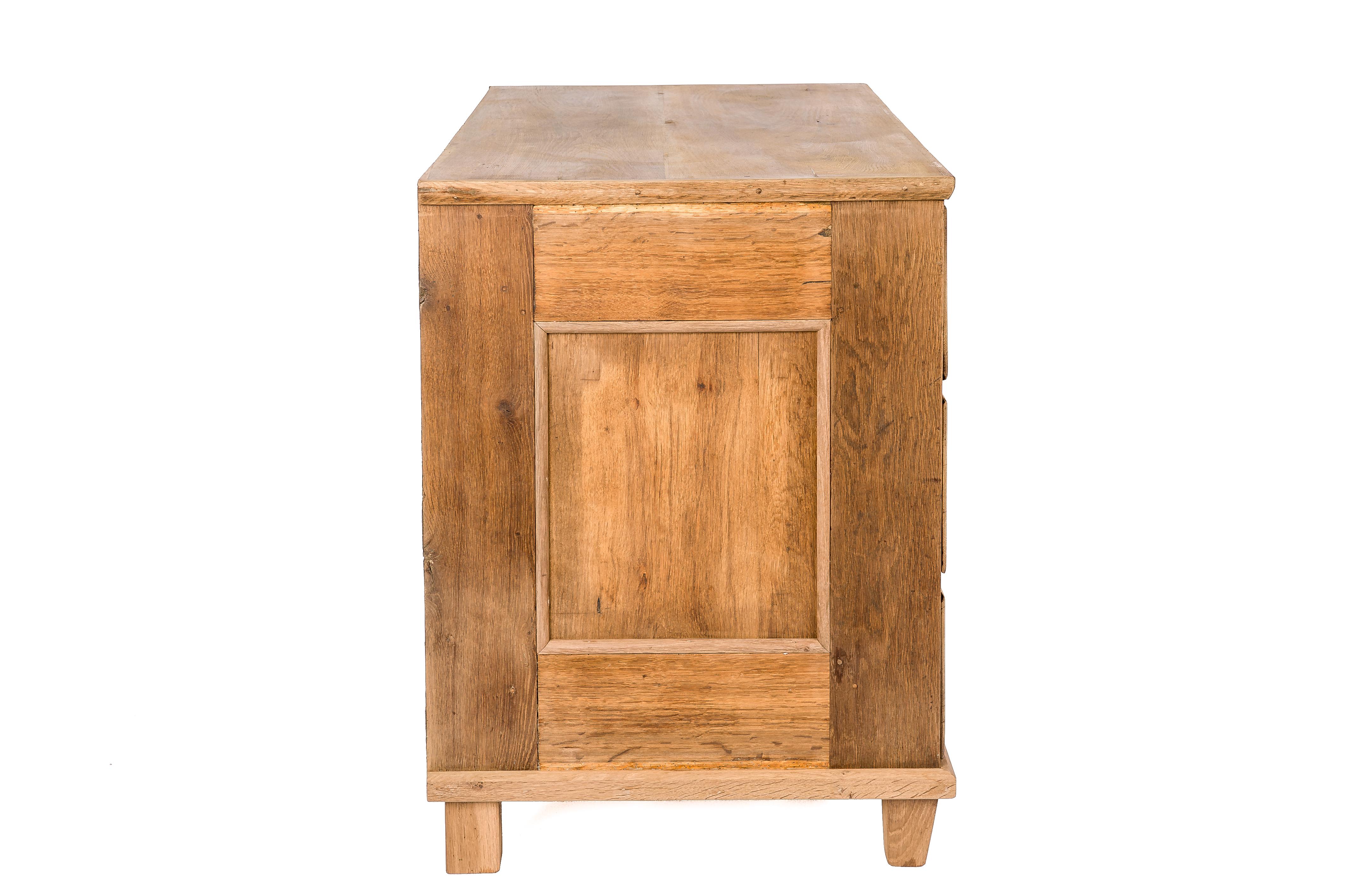 Empire Antique 19th-century german empire oak and pine inlaid three drawer commode For Sale