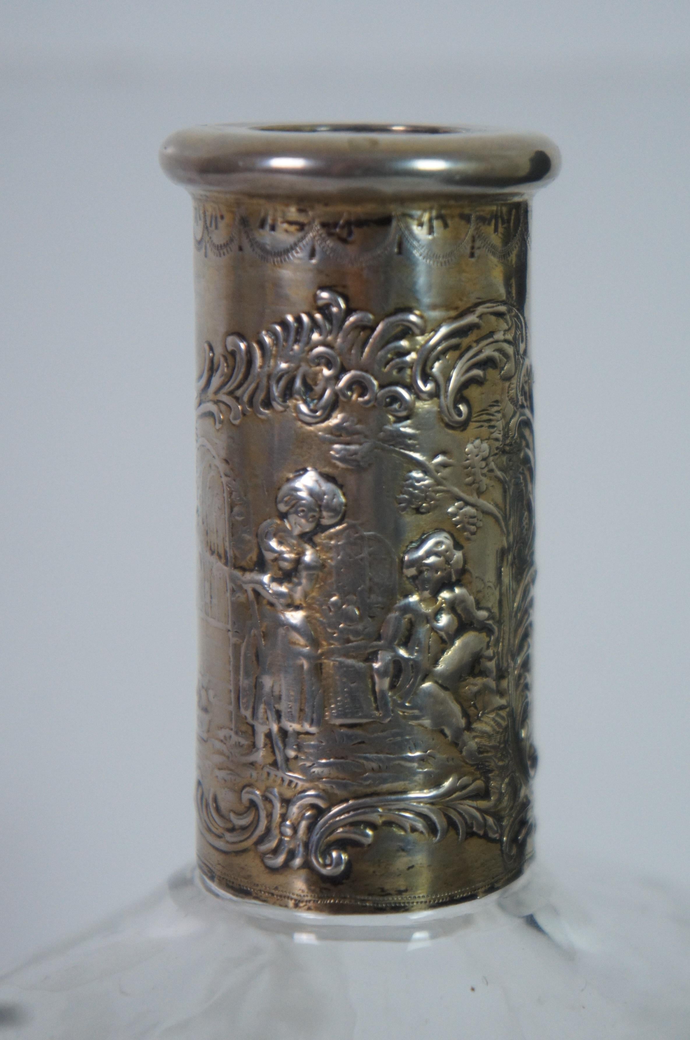 Antique 19th Century German Figural Hanau Silver Overlay Decanter Bottle For Sale 8
