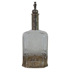 Antique 19th Century German Figural Hanau Silver Overlay Decanter Bottle