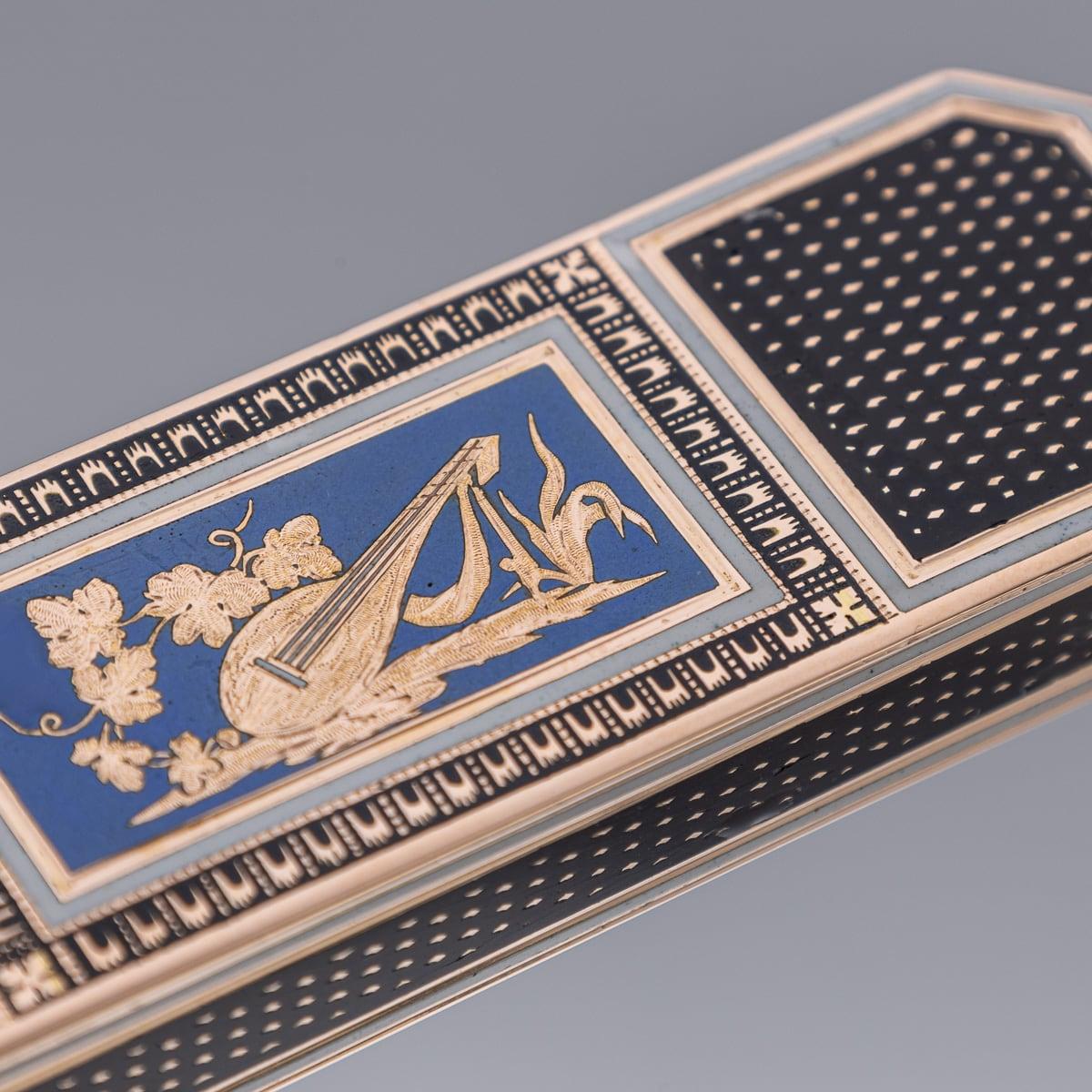 Tabatière allemande ancienne du 19ème siècle en or et émail, Freres Jordan, Hanau c.1800 en vente 4