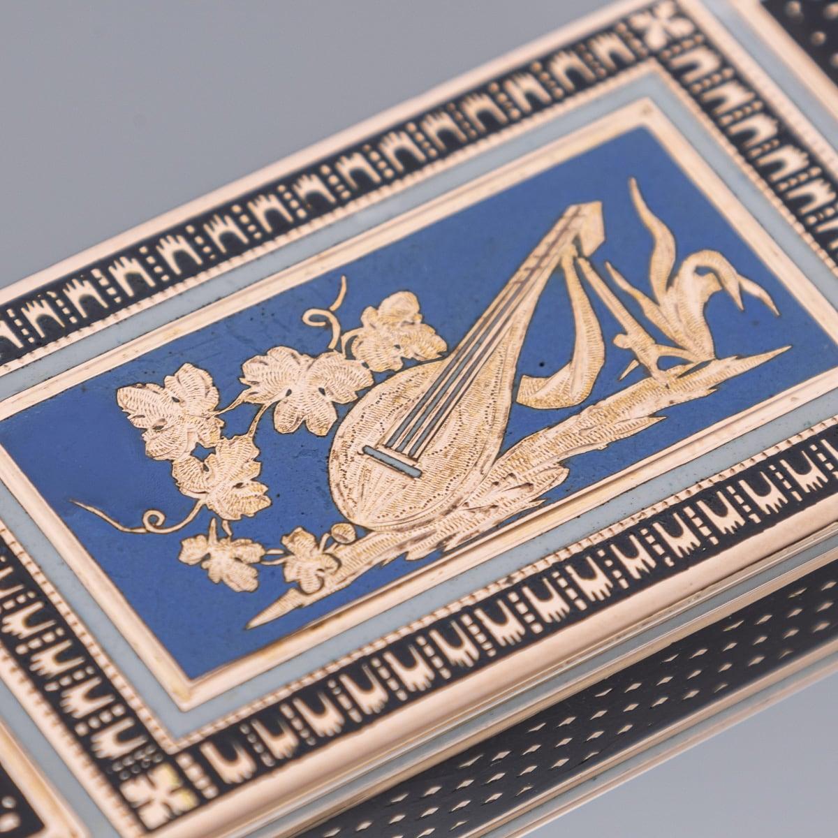 Tabatière allemande ancienne du 19ème siècle en or et émail, Freres Jordan, Hanau c.1800 en vente 6
