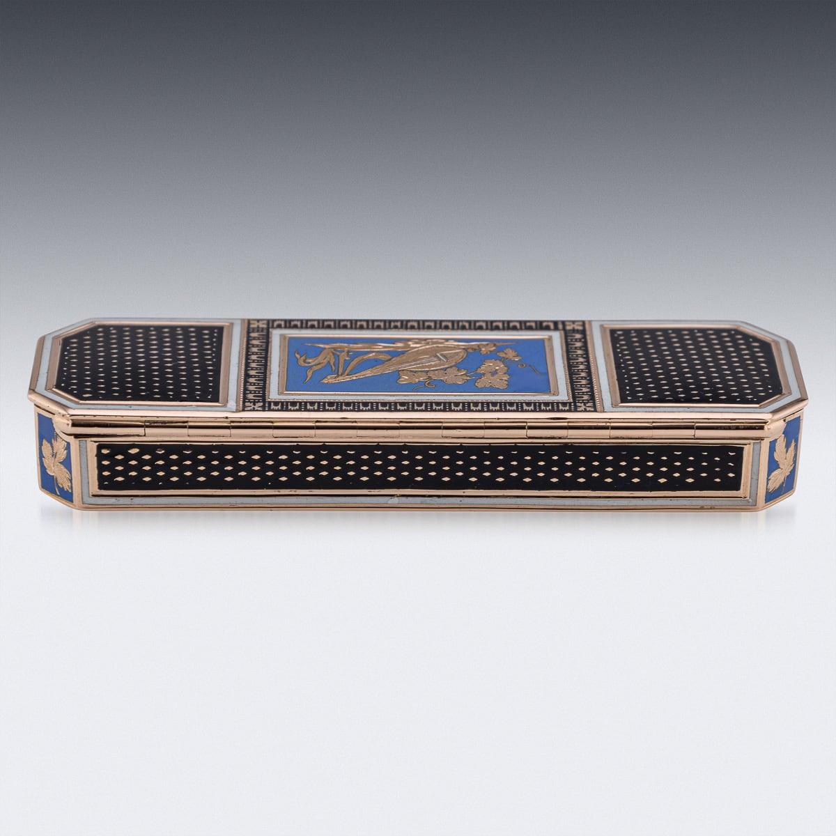 Tabatière allemande ancienne du 19ème siècle en or et émail, Freres Jordan, Hanau c.1800 Bon état - En vente à Royal Tunbridge Wells, Kent