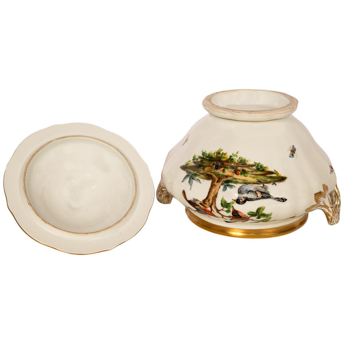 Antiquité 19ème siècle allemande KPM Porcelain Lidded Bowl Tureen Birds Butterflies en vente 7
