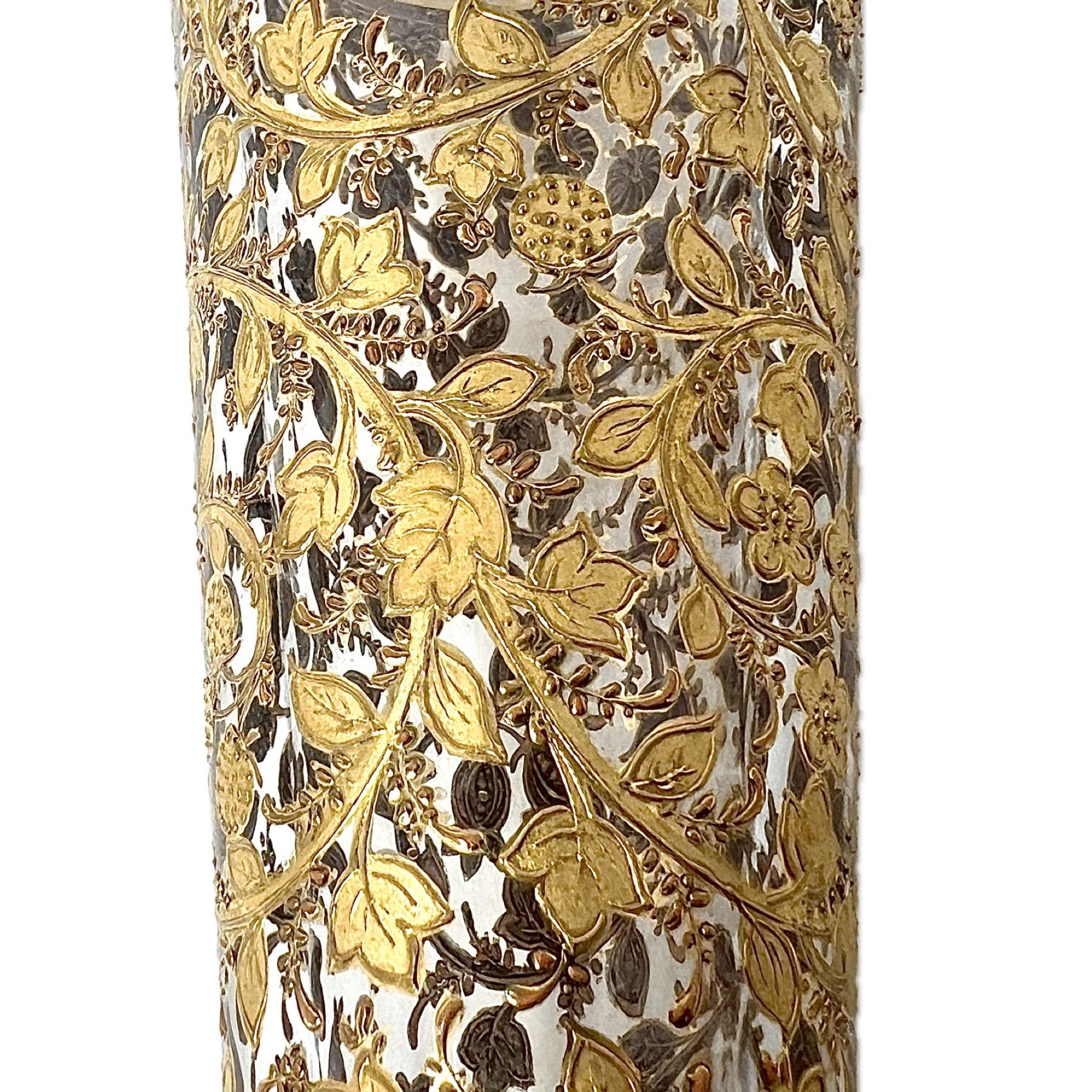 Antique 19th Century German Moser Glass Bud Vase with Gold Overlay, Circa 1885. In Good Condition For Sale In New Orleans, LA