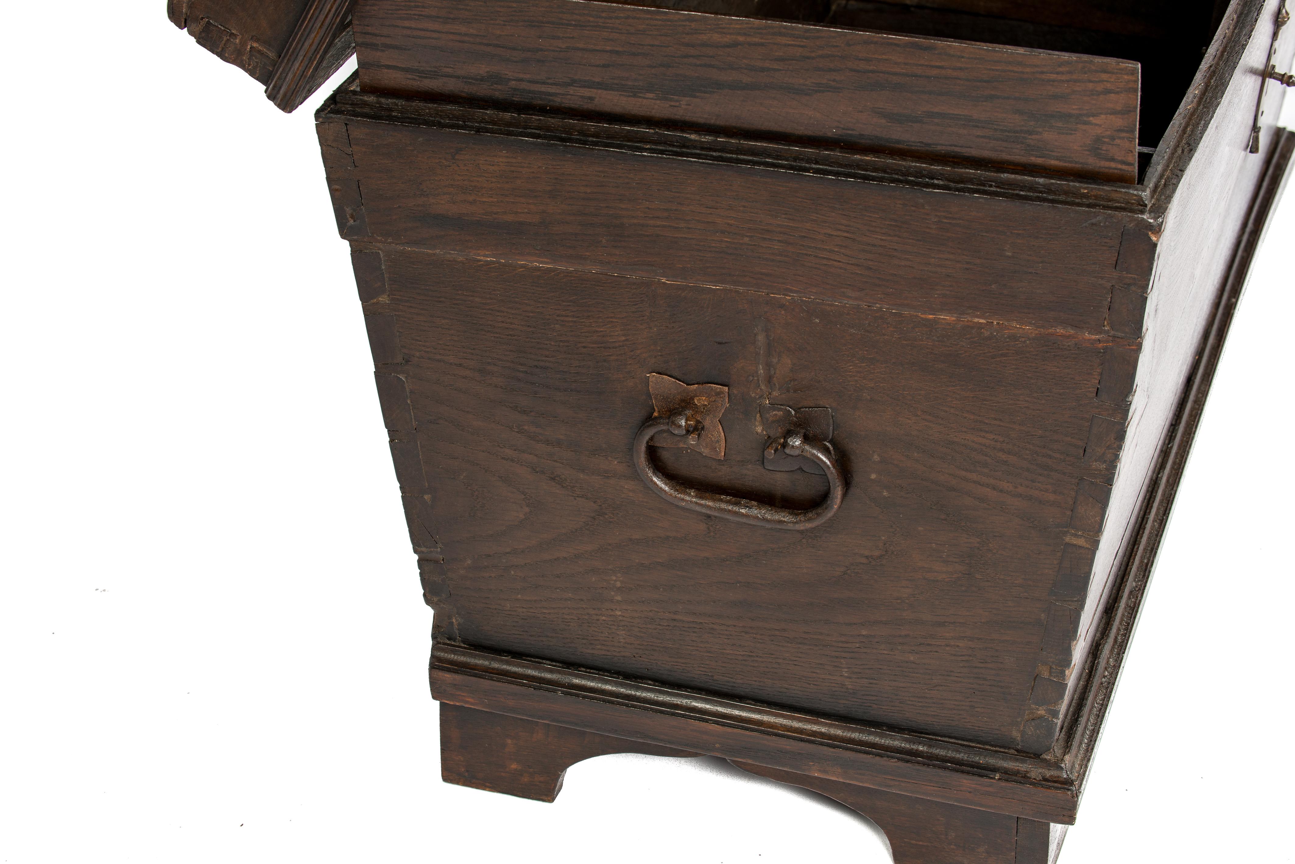 Antique 19th Century German Solid Oak Dome Top Chest Trunk Coffer Box For Sale 8
