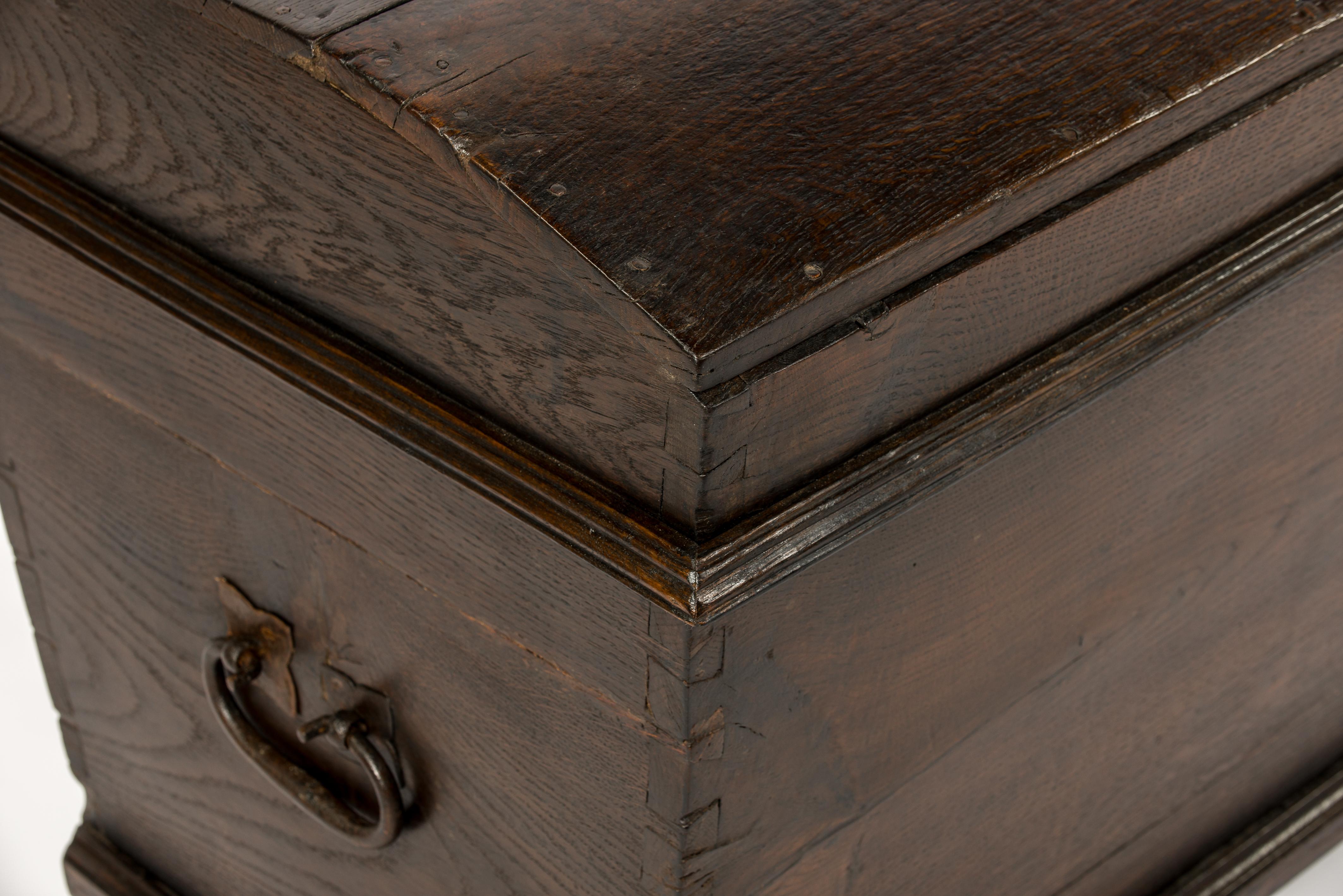 Antique 19th Century German Solid Oak Dome Top Chest Trunk Coffer Box For Sale 10