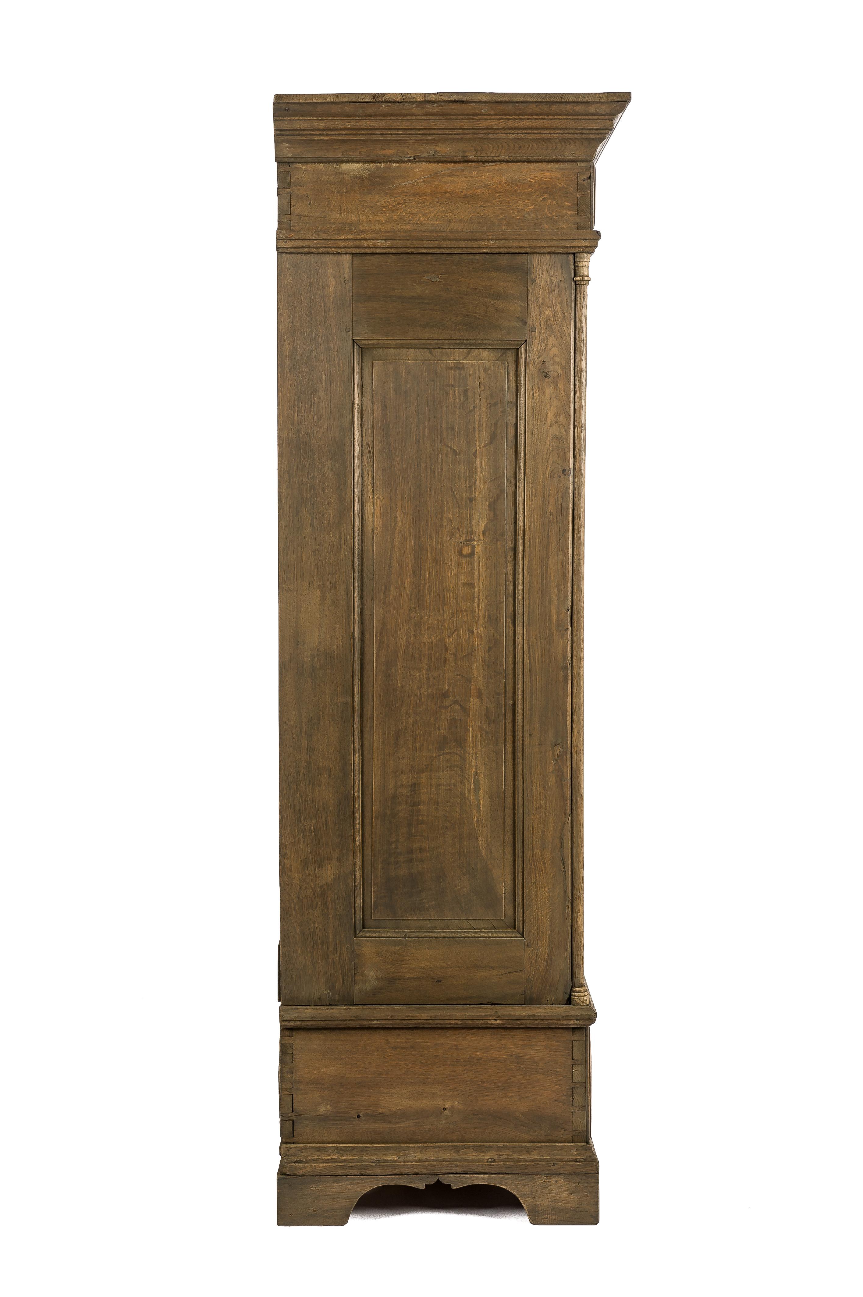 Antique 19th-century German solid oak two-door gray matte finished cupboard  For Sale 8