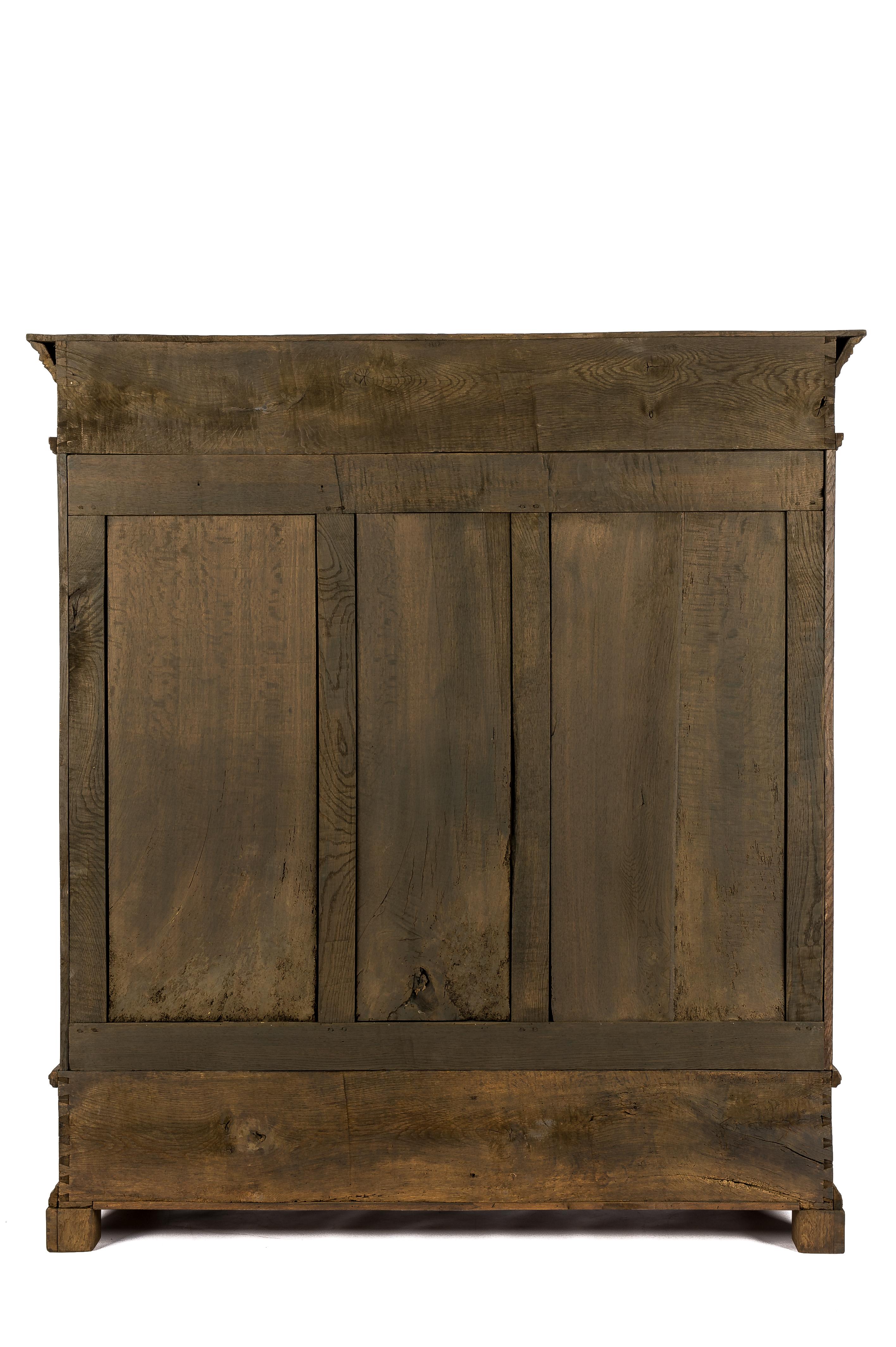 Antique 19th-century German solid oak two-door gray matte finished cupboard  For Sale 9