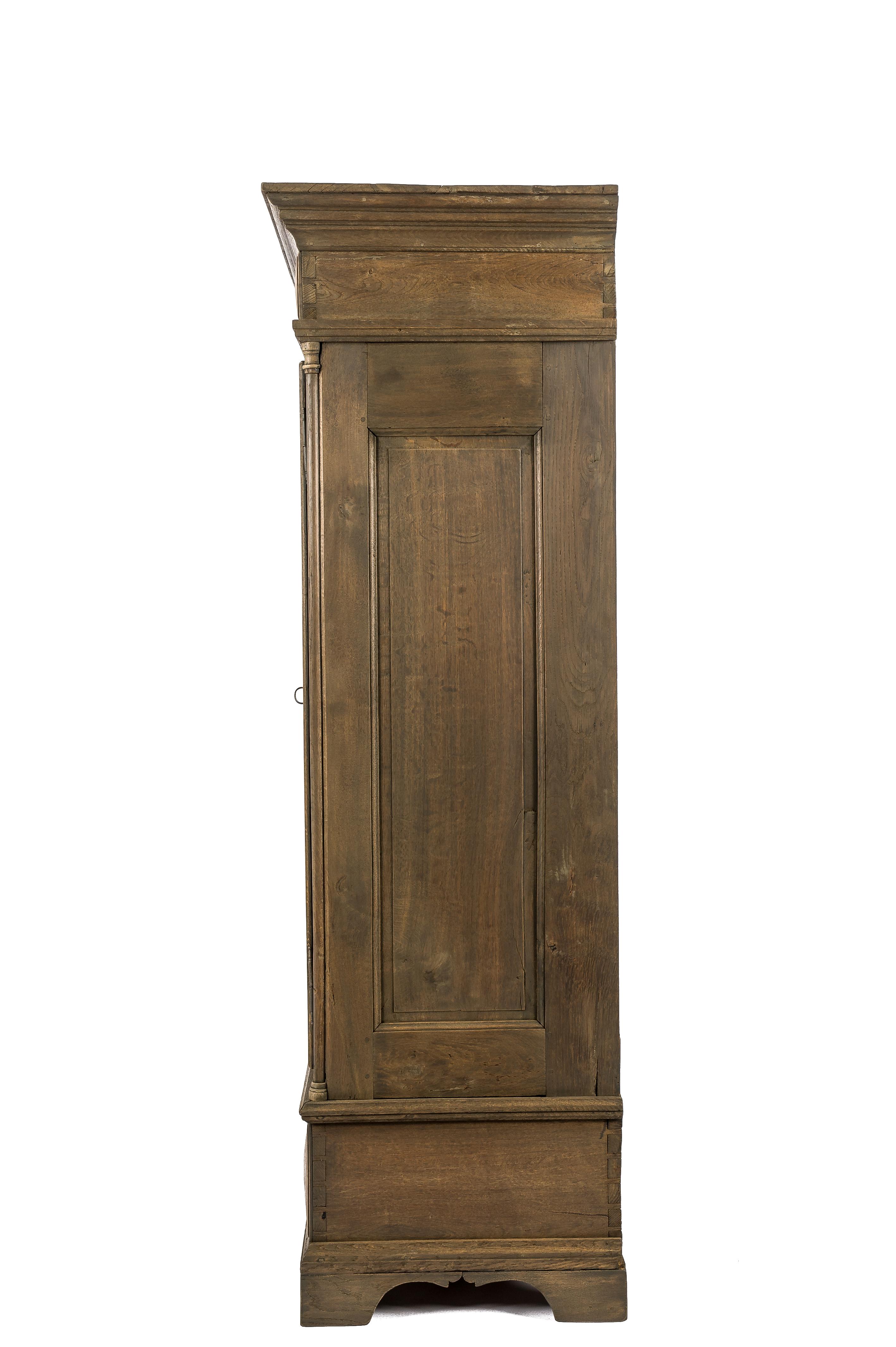 Antique 19th-century German solid oak two-door gray matte finished cupboard  For Sale 10
